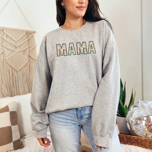 Faux Embroidery Floral Mama