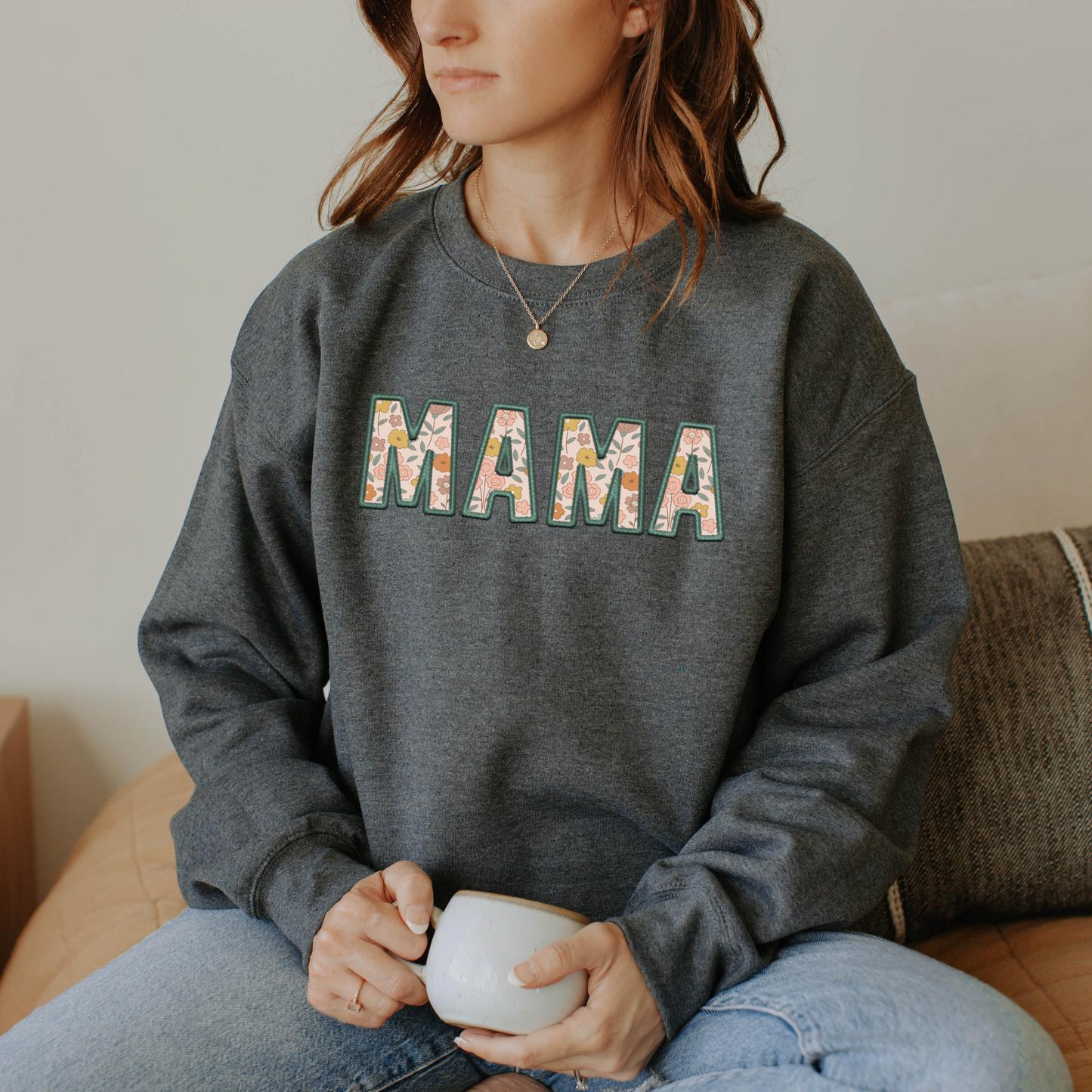 Faux Embroidery Floral Mama