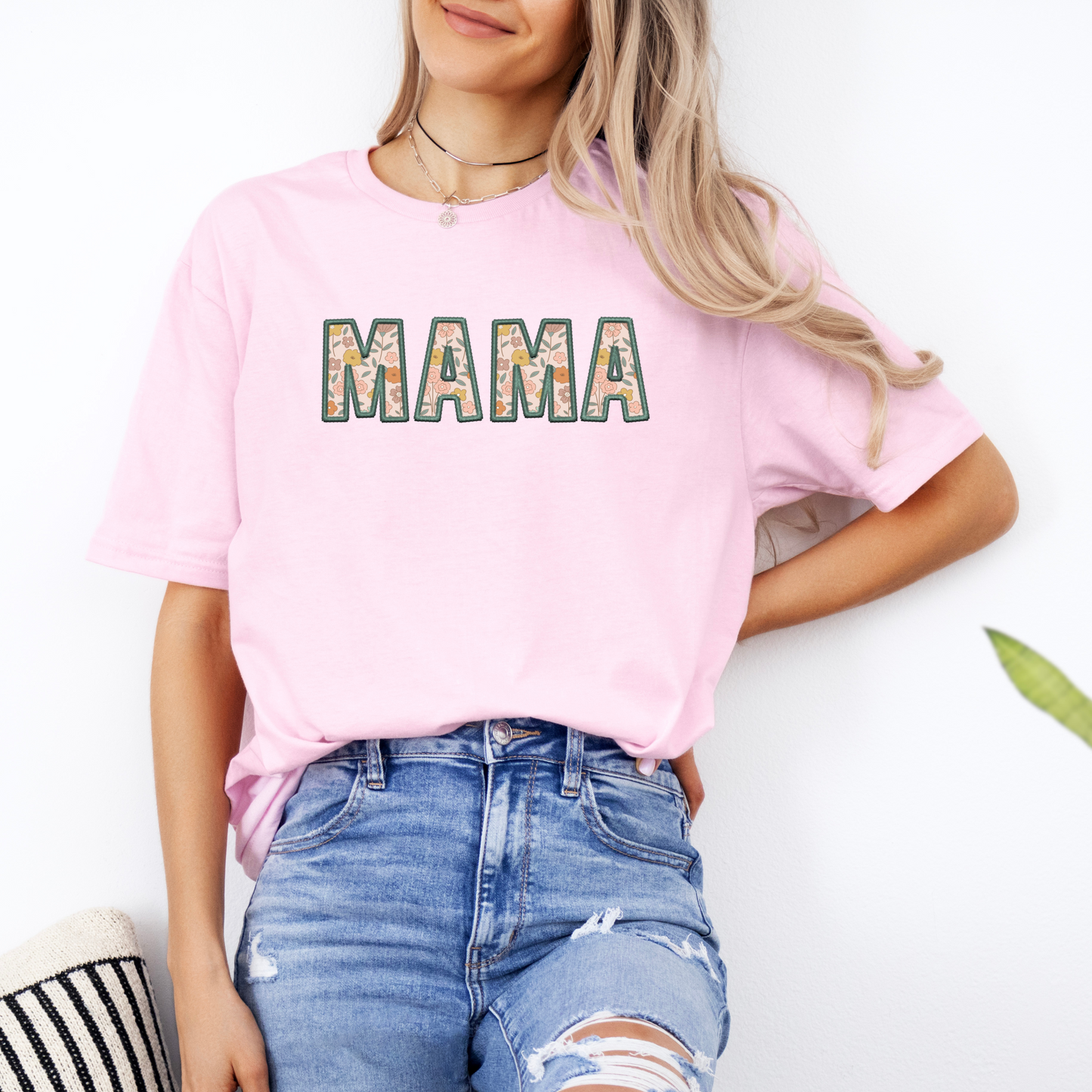 Faux Embroidery Floral Mama