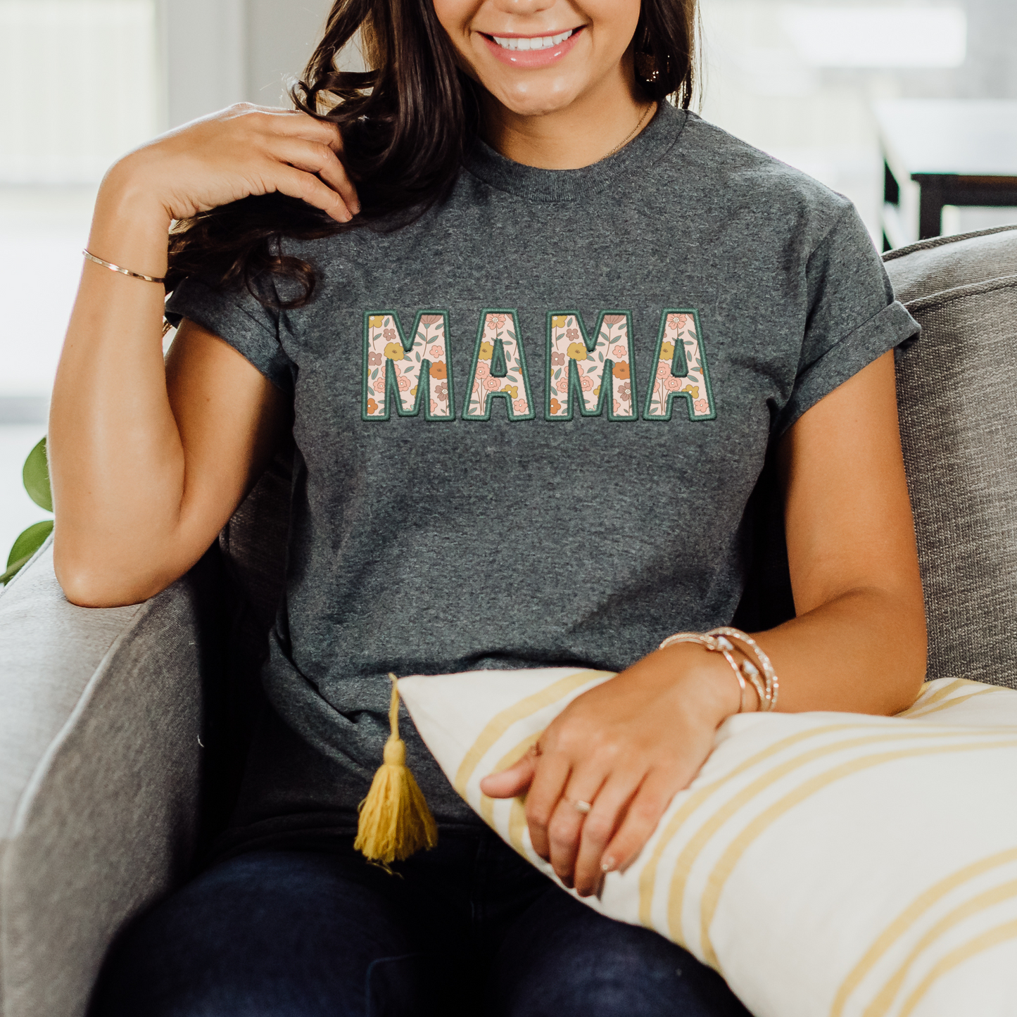 Faux Embroidery Floral Mama