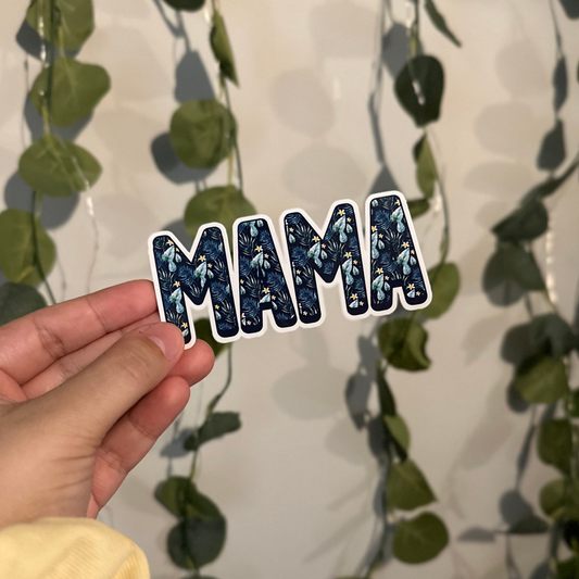 Blue Floral Mama Sticker