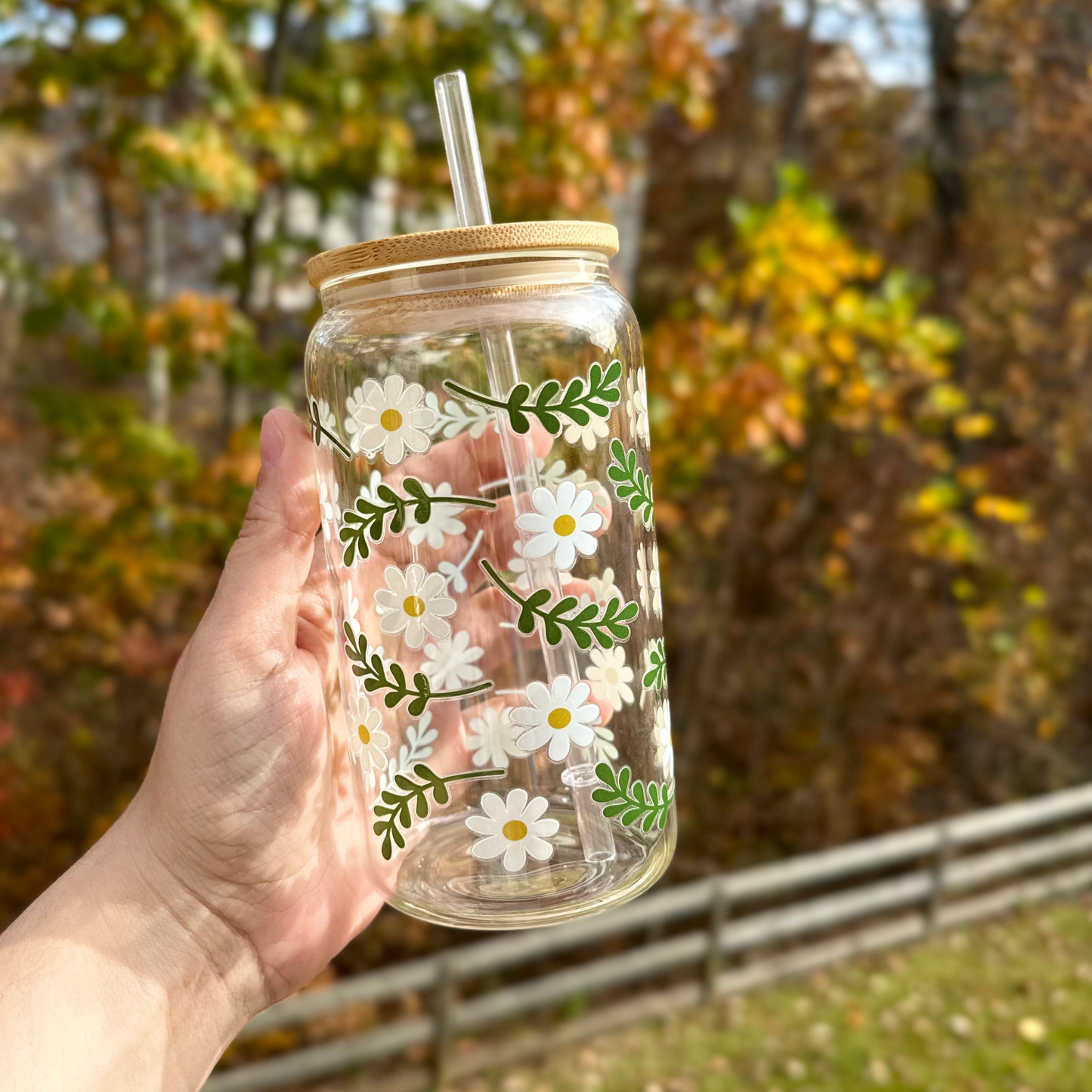 Daisy Flower Glass Cup