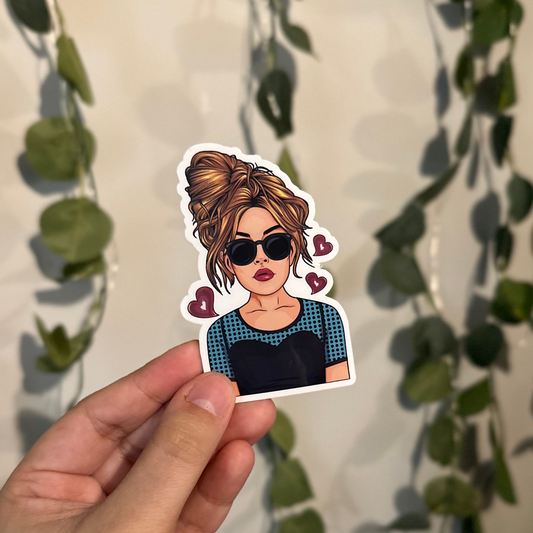 Retro Blonde Hair Women Sticker